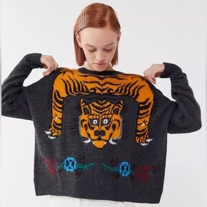 Urban Outfitters Tiger Intarsia Knit Pullover Sweater XS